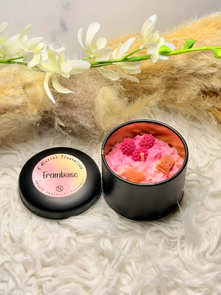 Bougie Parfumée "Framboise" - pot noir