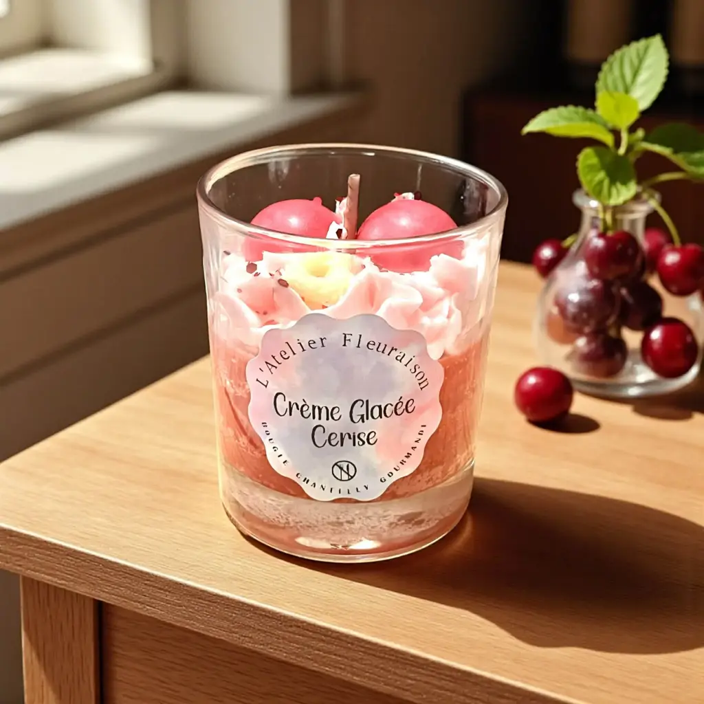 Bougie Chantilly "Crème Glacée Cerise"