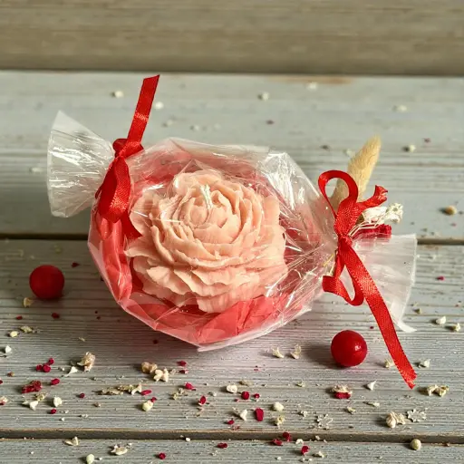 [BGPV-PDA] Bougie Pivoine "Pomme d'Amour" + coupelle de protection