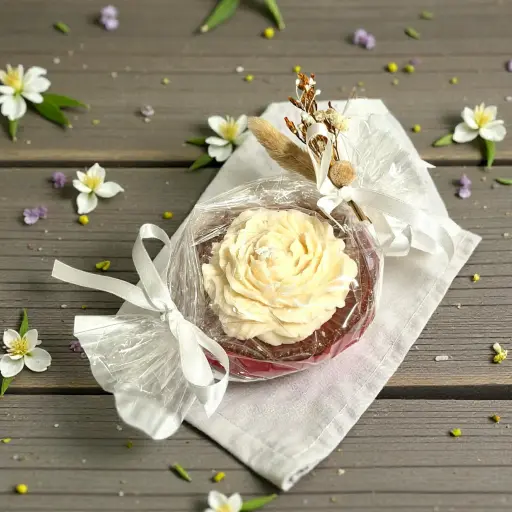 [BGPV-TBR] Bougie Pivoine "Tuberosa" + coupelle de protection   